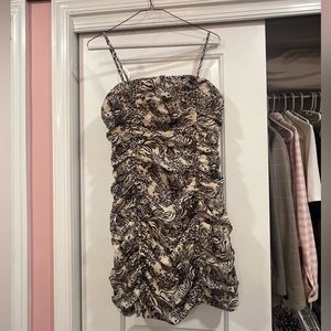 J.O.A. Ruched Leopard Print Dress